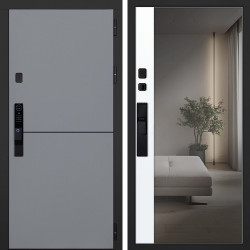 Входная дверь АСД Бриг с зеркалом биометрический замок Smart lock Y12 белый матовый