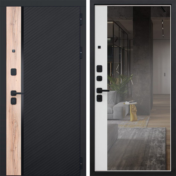 Входная дверь АСД Фрегат с зеркалом биометрический замок Smart lock Y12