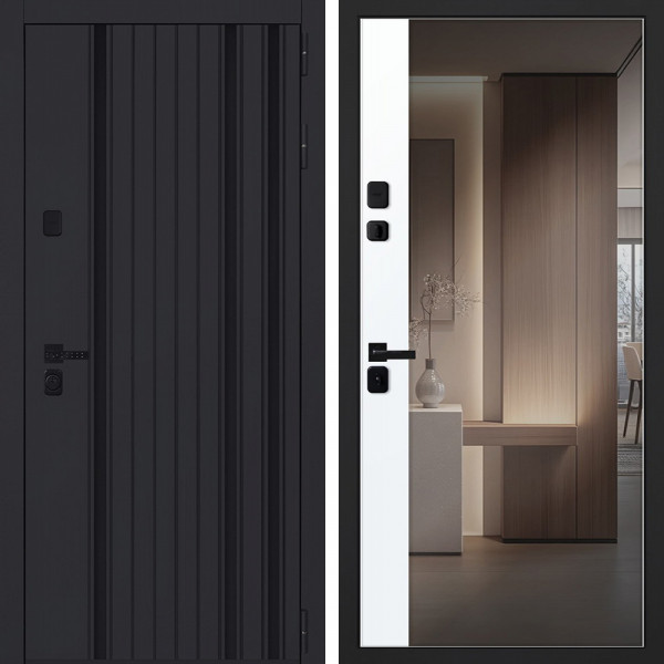 Входная дверь АСД Solana с зеркалом биометрическая дверная ручка Smart lock T888 белый матовый