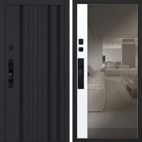 Входная дверь АСД Solana с зеркалом биометрический замок Smart lock Y12 белый матовый