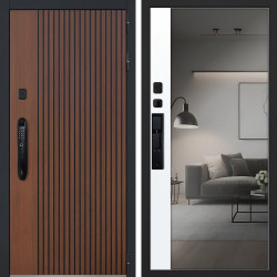 Входная дверь АСД Velvet с зеркалом биометрический замок Smart lock DZ 888 капучино zb
