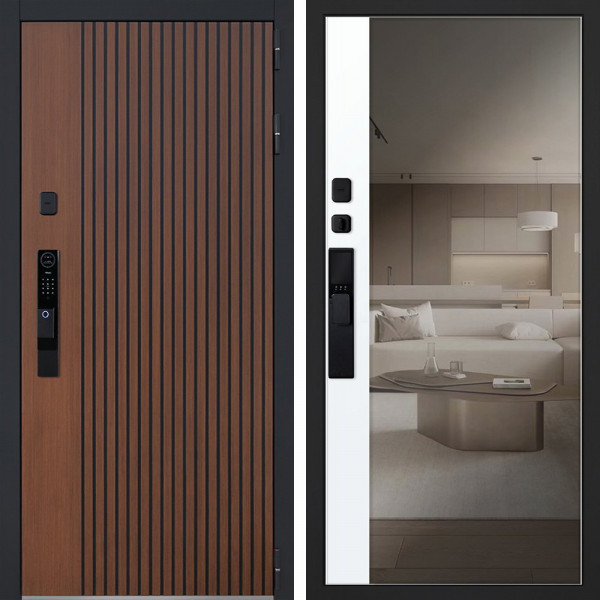 Входная дверь АСД Velvet с зеркалом биометрический замок Smart lock Y12 капучино zb