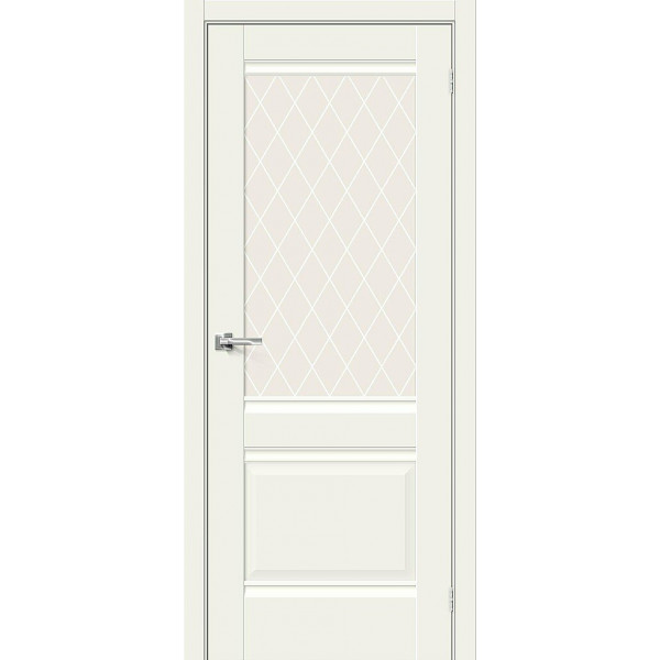 Межкомнатная дверь Прима-3 White Mix / White Сrystal