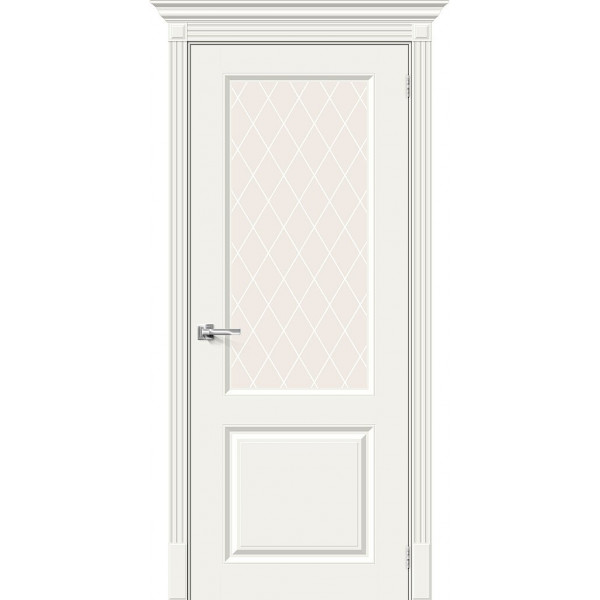 Межкомнатная дверь Скинни-13 Whitey / White Сrystal