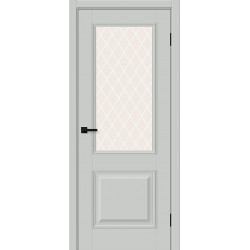 Межкомнатная дверь Классик-13 Grey Silk / White Сrystal