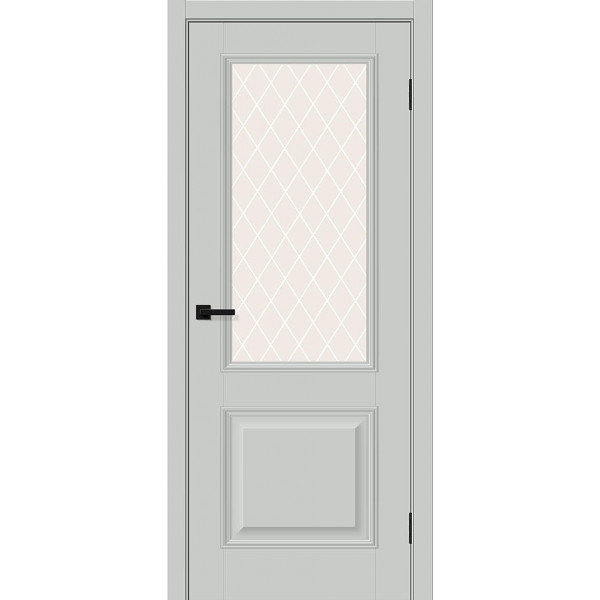 Межкомнатная дверь Классик-13 Grey Silk / White Сrystal