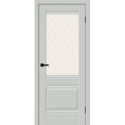 Межкомнатная дверь Прима-3 Grey Silk / White Сrystal