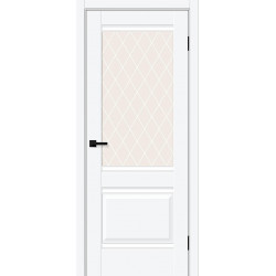 Межкомнатная дверь Прима-3 White Silk / White Сrystal