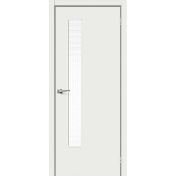 Межкомнатная дверь Браво-9 Super White / Wired Glass 12,5
