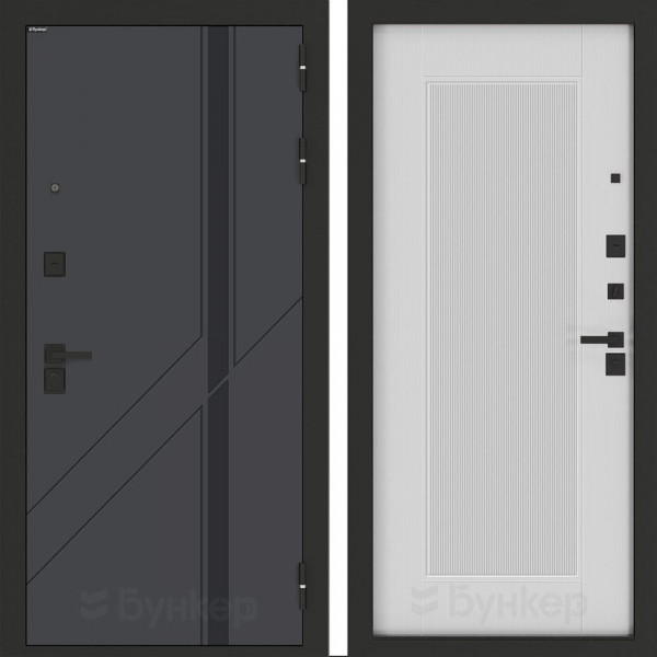 Входная дверь Бункер БН-12 АМСТРОД Белый софт рельеф