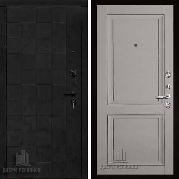 Дверь входная Двери Регионов Quadro Бетон графит Decanto Barhat grey