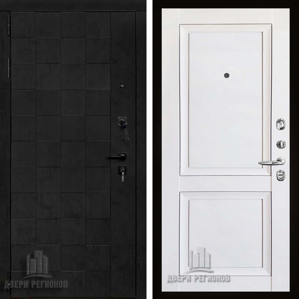 Дверь входная Двери Регионов Quadro Бетон графит Decanto Barhat white
