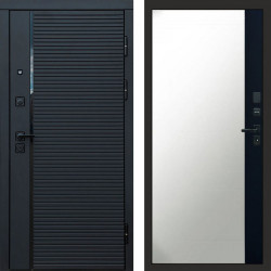 Входная дверь Termo-Door Black Line - Зеркало Фацет Черный кварц+тонировка серая