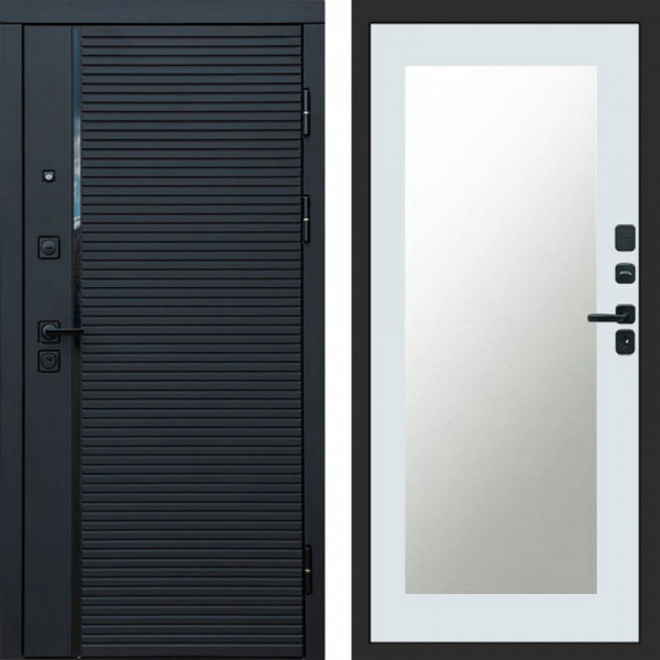 Входная дверь Termo-Door Black Line - Зеркало Триумф Белый софт