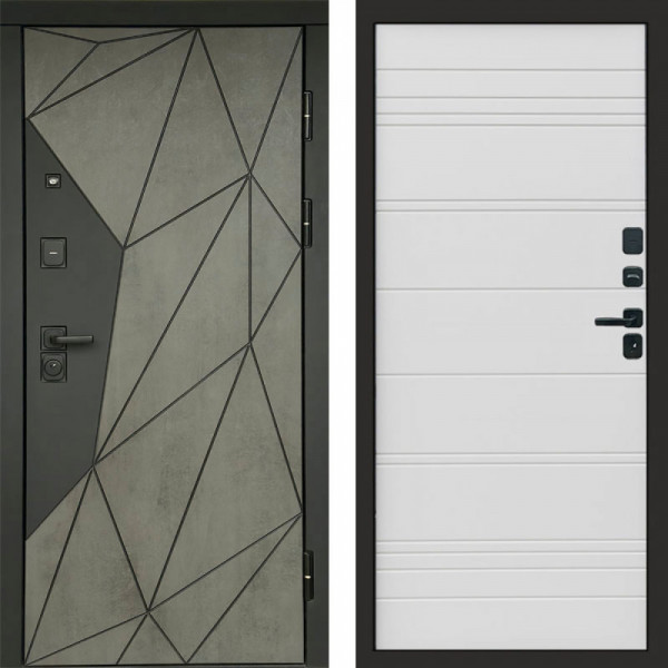 Входная дверь Termo-Door Геометрия Бетон - Лучи White line