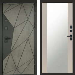 Входная дверь Termo-Door Геометрия Бетон - Зеркало Слоновая кость