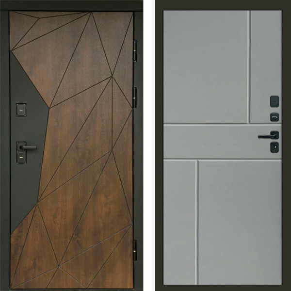 Входная дверь Termo-Door Геометрия Дуб - Горизонт Grey софт