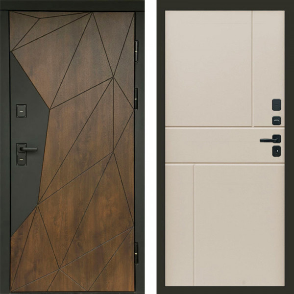 Входная дверь Termo-Door Геометрия Дуб - Горизонт Слоновая кость