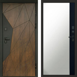 Входная дверь Termo-Door Геометрия Дуб - Зеркало Фацет Черный кварц