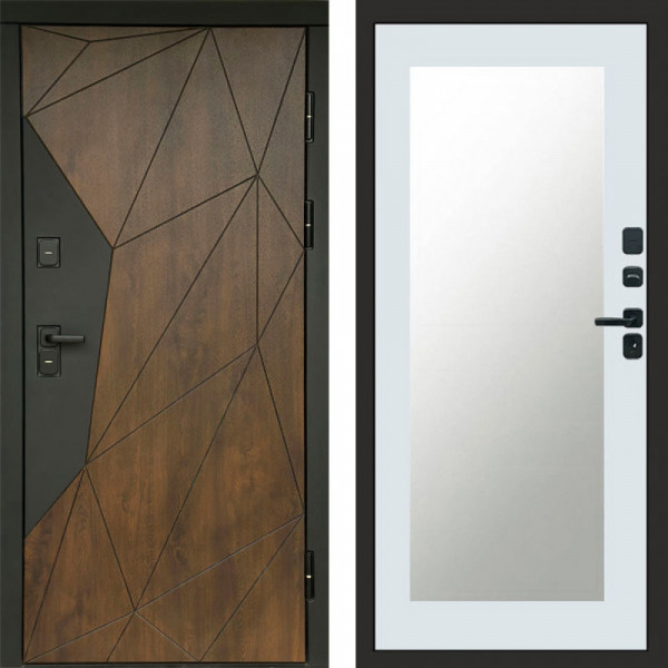 Входная дверь Termo-Door Геометрия Дуб - Зеркало Триумф Белый софт