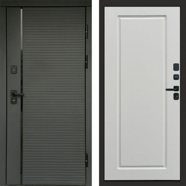 Входная дверь Termo-Door Графит Line - Гранд Белый софт