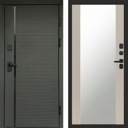 Входная дверь Termo-Door Графит Line - Зеркало Слоновая кость