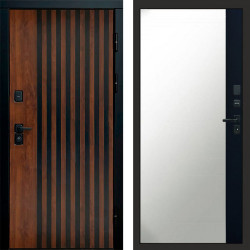 Входная дверь Termo-Door Кантри - Зеркало Фацет Черный кварц+тонировка серая