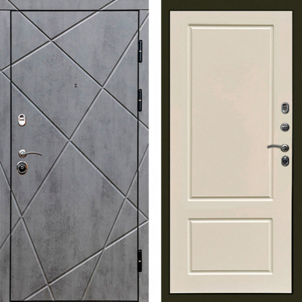 Входная дверь Termo-Door Лучи Бетон Темный - Марсель Слоновая кость