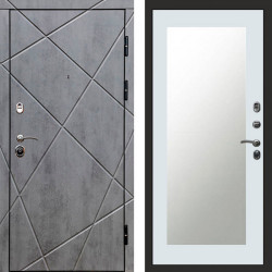Входная дверь Termo-Door Лучи Бетон Темный - Зеркало Триумф Белый софт