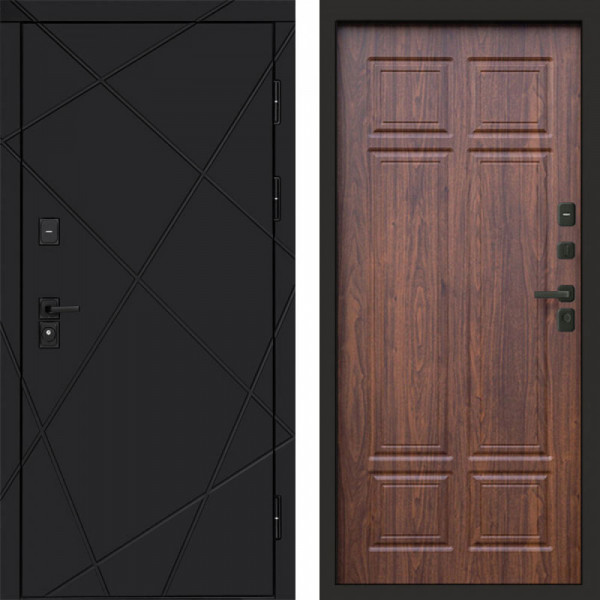 Входная дверь Termo-Door Лучи Black - Без серии Орех премиум