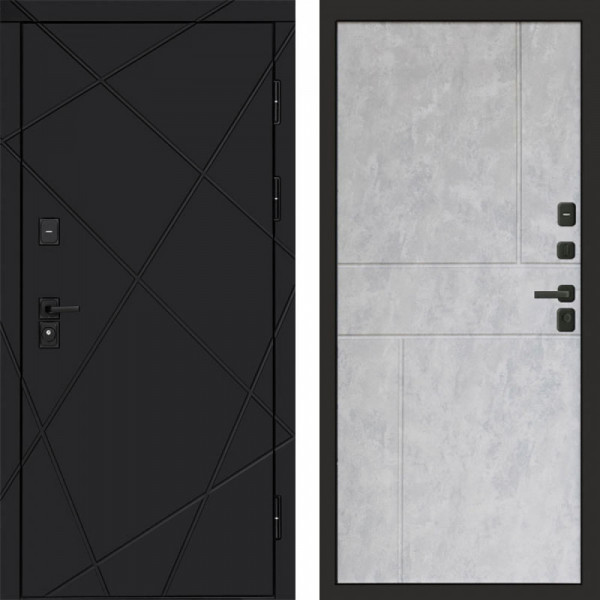 Входная дверь Termo-Door Лучи Black - Горизонт бетон светлый