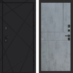 Входная дверь Termo-Door Лучи Black - Горизонт бетон темный