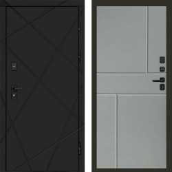 Входная дверь Termo-Door Лучи Black - Горизонт Grey софт
