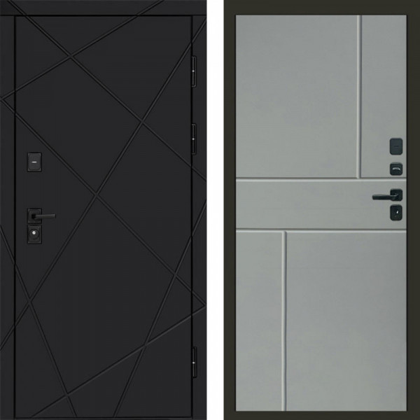 Входная дверь Termo-Door Лучи Black - Горизонт Grey софт