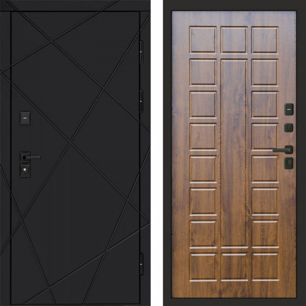 Входная дверь Termo-Door Лучи Black - Престиж дуб