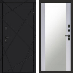 Входная дверь Termo-Door Лучи Black - Зеркало белый софт