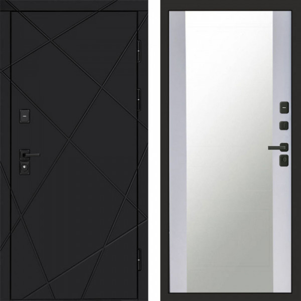 Входная дверь Termo-Door Лучи Black - Зеркало белый софт
