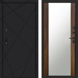 Входная дверь Termo-Door Лучи Black - Зеркало дуб
