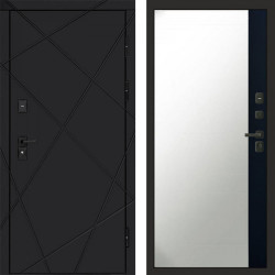 Входная дверь Termo-Door Лучи Black - Зеркало Фацет Черный кварц