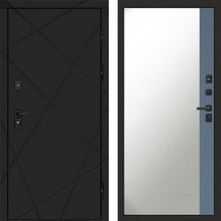 Входная дверь Termo-Door Лучи Black - Зеркало Фацет Grey софт