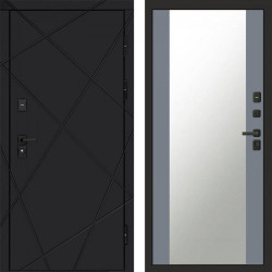 Входная дверь Termo-Door Лучи Black - Зеркало Grey Софт
