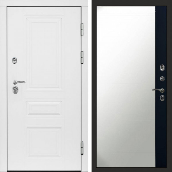 Входная дверь Termo-Door Орегон White - Зеркало Фацет Черный кварц