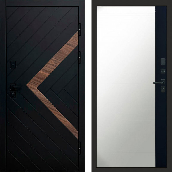 Входная дверь Termo-Door Плэй - Зеркало Фацет Черный кварц+тонировка серая