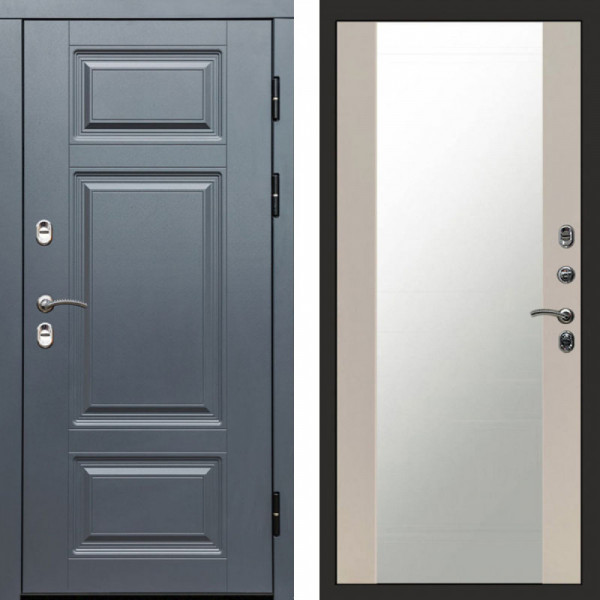 Входная дверь Termo-Door Премиум Grey - Зеркало Слоновая кость