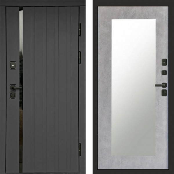 Входная дверь Termo-Door Роял Графит - Зеркало Триумф бетон светлый