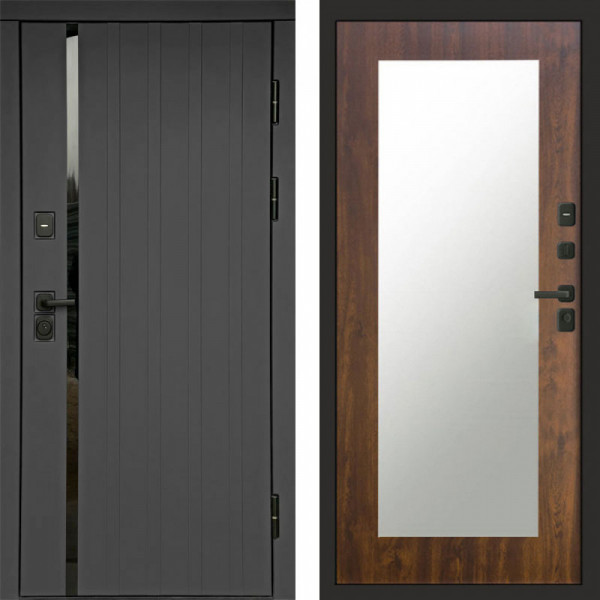 Входная дверь Termo-Door Роял Графит - Зеркало Триумф дуб