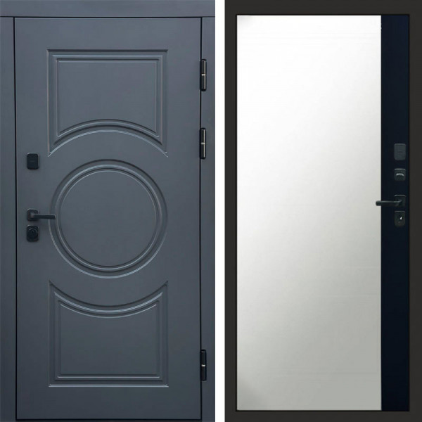 Входная дверь Termo-Door Сфера - Зеркало Фацет Черный кварц+тонировка серая