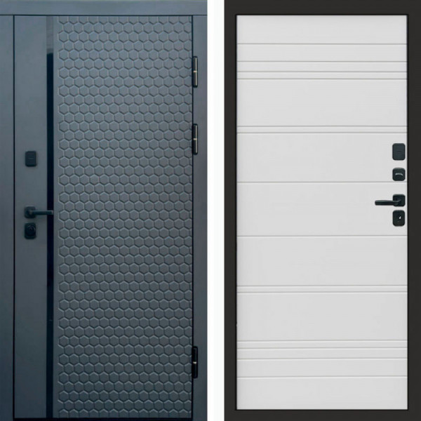Входная дверь Termo-Door Simple Графит - Лучи White line