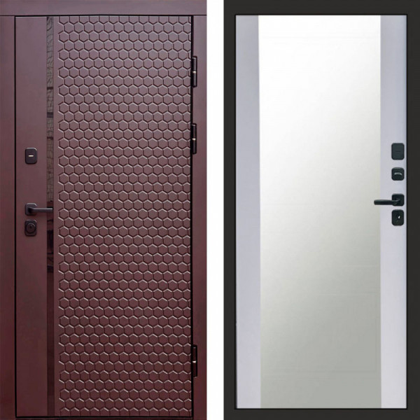 Входная дверь Termo-Door Simple Шоколад - Зеркало белый софт