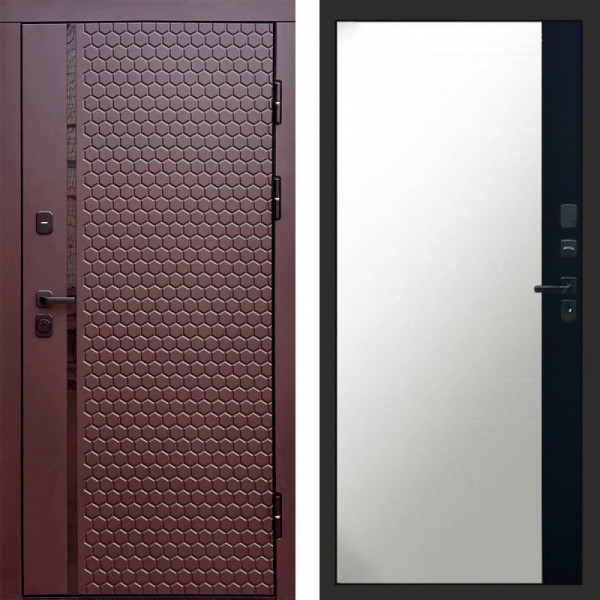 Входная дверь Termo-Door Simple Шоколад - Зеркало Фацет Черный кварц